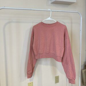 Wild Fable Light Pink Cropped Crew Neck Sweatshirt